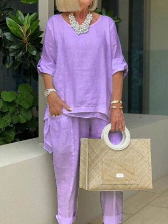 Amelia - Round Neck 2 Piece Casual Suit