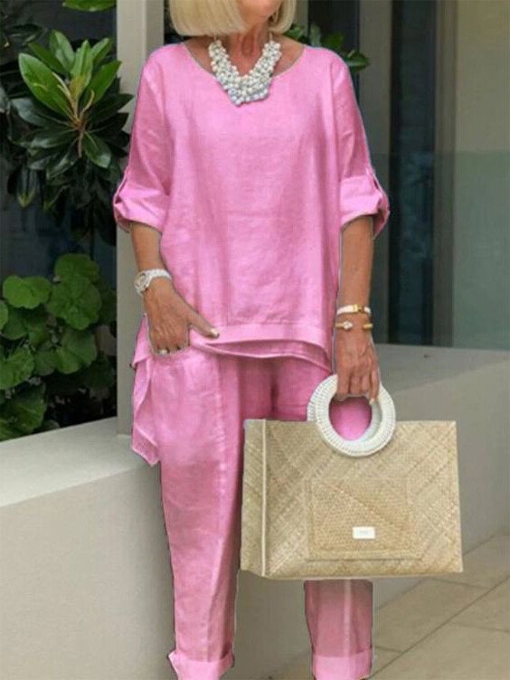 Amelia - Round Neck 2 Piece Casual Suit