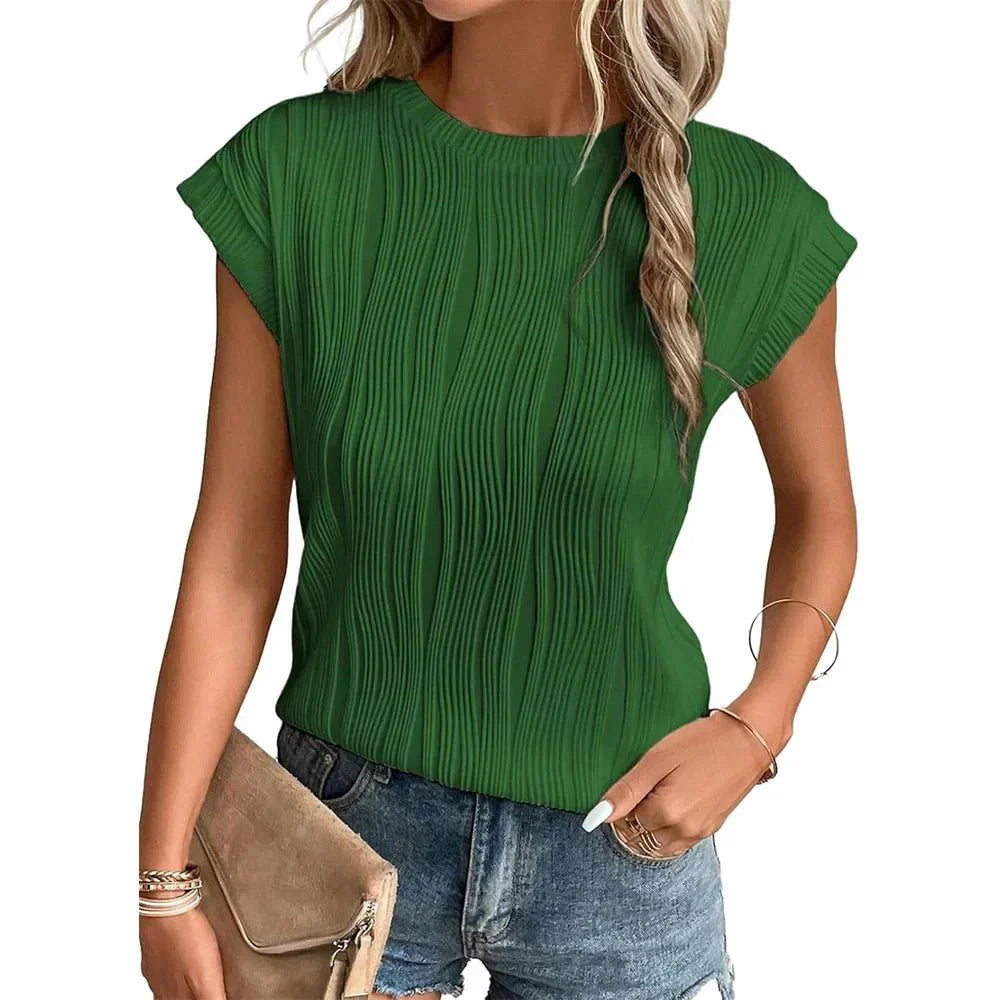 Amy - Wave Pattern Round Neck Top