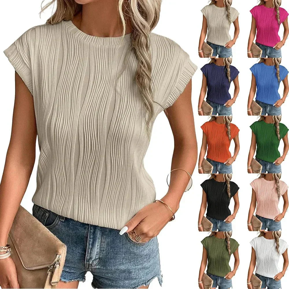 Amy - Wave Pattern Round Neck Top