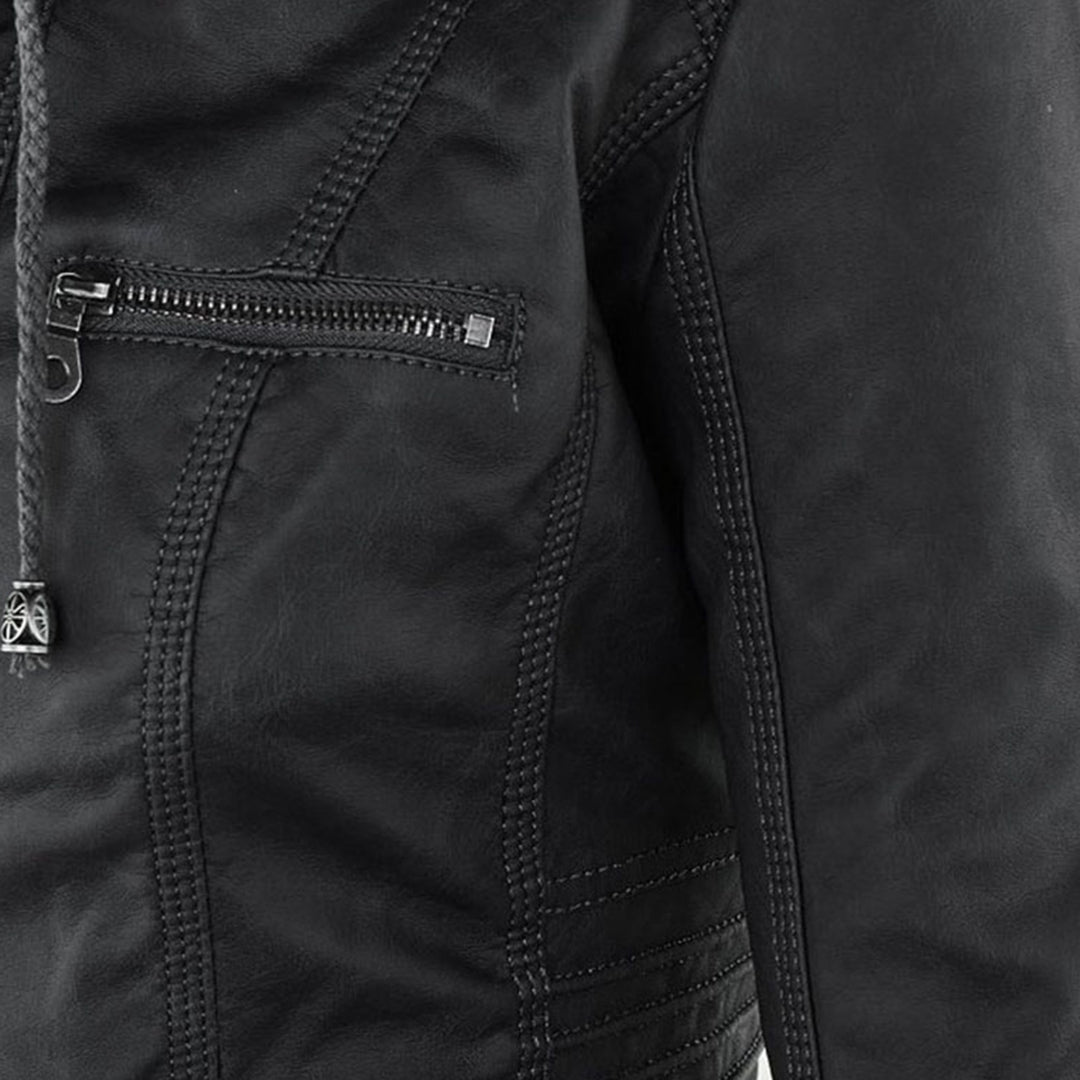 Isla | Waterproof Women's Leather Jacket with Hood