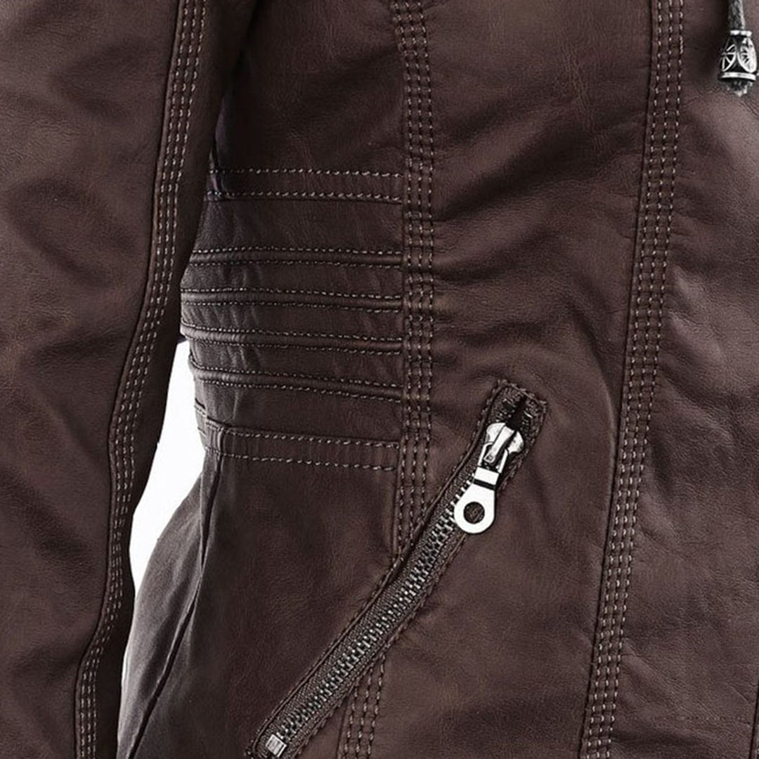 Isla | Waterproof Women's Leather Jacket with Hood