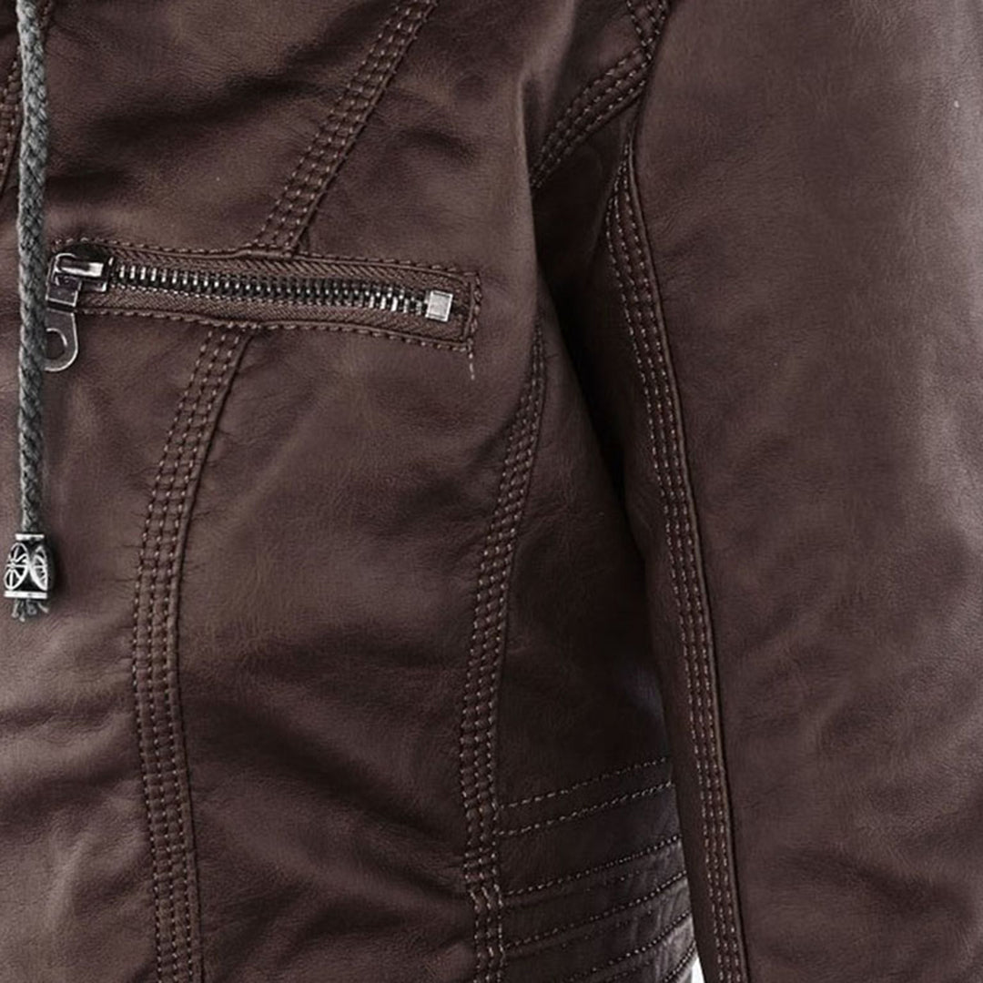 Isla | Waterproof Women's Leather Jacket with Hood