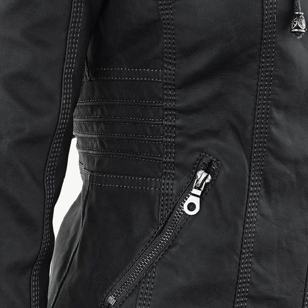 Isla | Waterproof Women's Leather Jacket with Hood