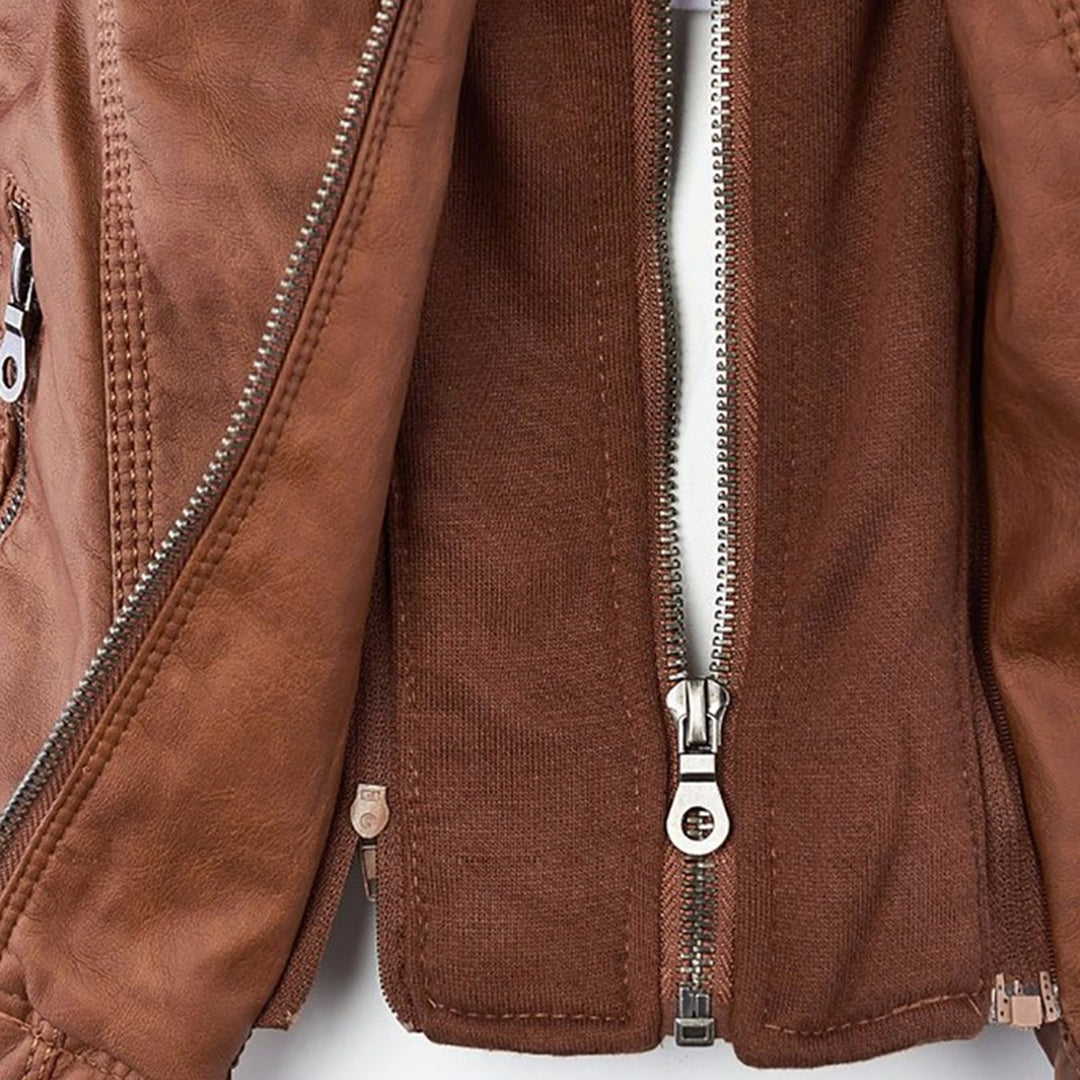 Isla | Waterproof Women's Leather Jacket with Hood
