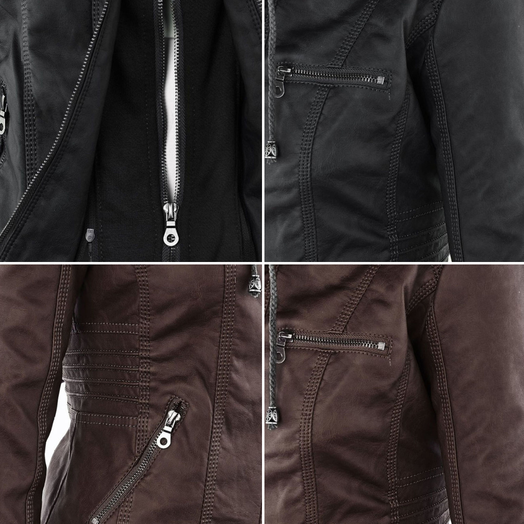 Isla | Waterproof Women's Leather Jacket with Hood